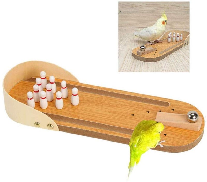 Litewoo Bird Training Toy Mini Bowling Wooden Parrot Desktop Intelligence Training Game for Parakeet Cockatiel Conure Lovebird Budgie Finch Cockatoo African Grey - Image 1